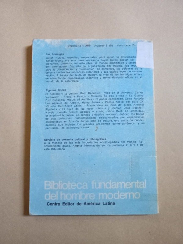 Producto - Las hormigas - Julian Huxley - CEAL 1971 - 1