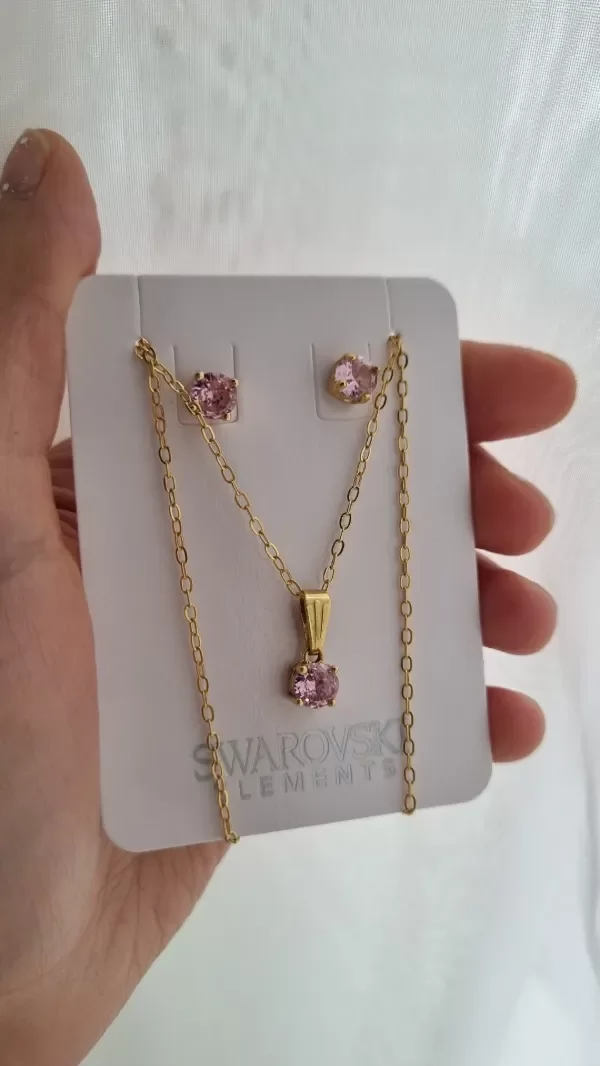 Producto - Conjunto aros + gargantilla enchapada en oro rosa
