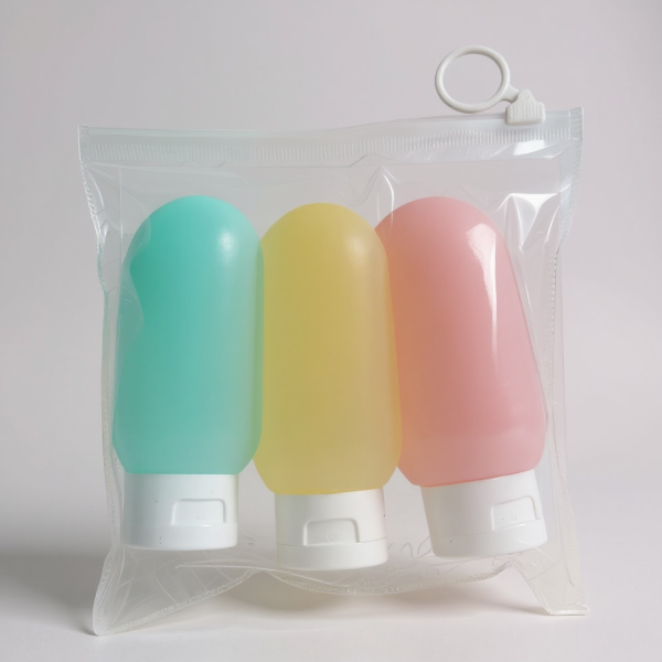 Producto - SET ORGANIZADOR DE VIAJE PARA CREMAS SHAMPOO X 3 EN ESTUCHE ZIPPER