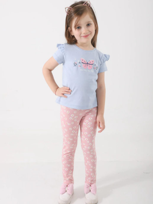 Producto - Legging algodón rosa con margaritas