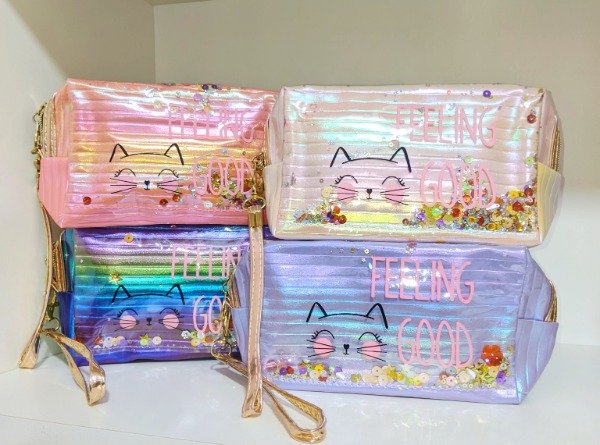 Producto - Portacosmetico Gatito con glitter 18x 10x 8 cm