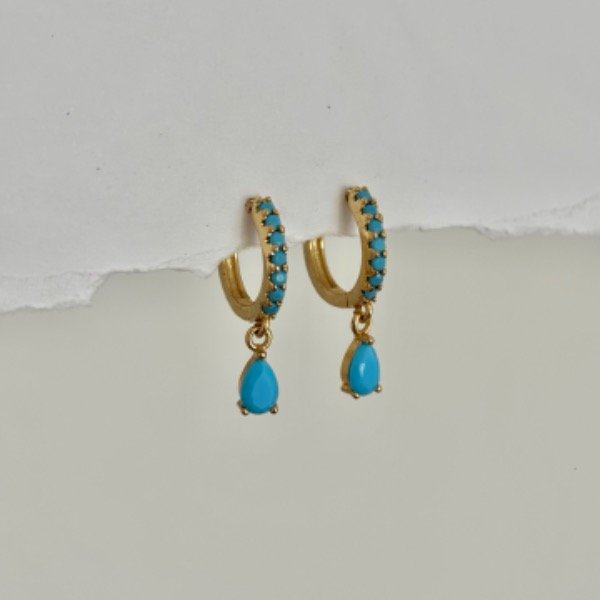 Producto - Argollitas Gota Turquesa