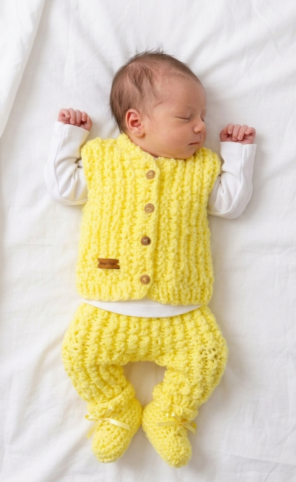 Producto - Conjunto trio amarillo para bebe recién nacido