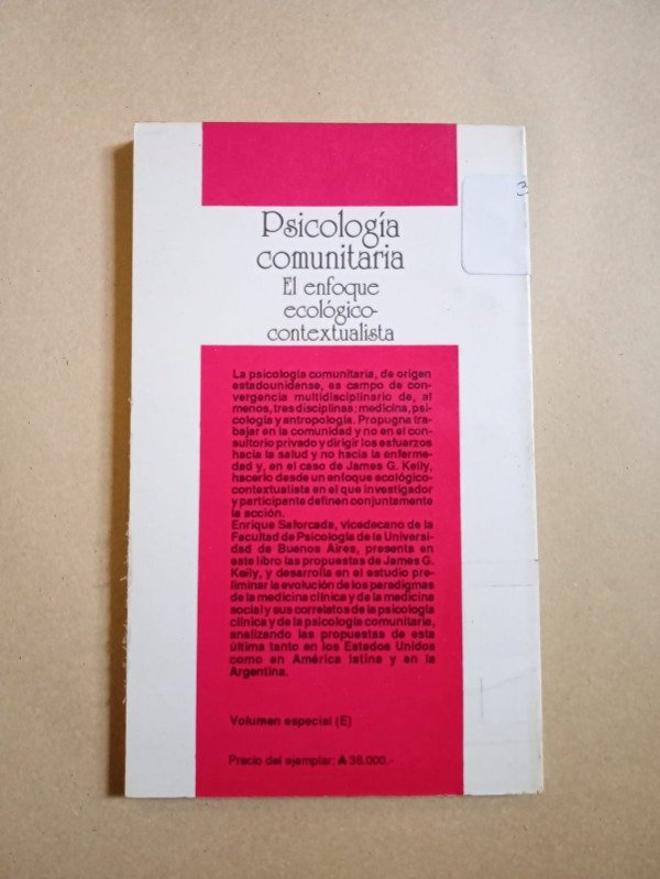Producto - Psicología comunitaria - James G. Kelly - CEAL 1992 - 1