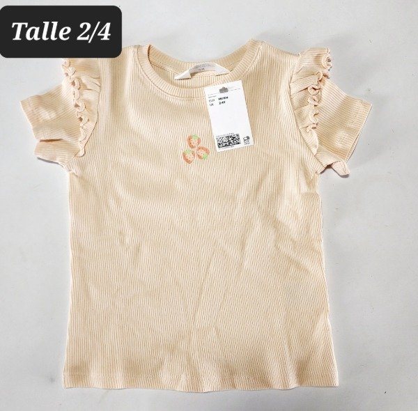 Remera manga corta HyM talle 2/4 morley manteca