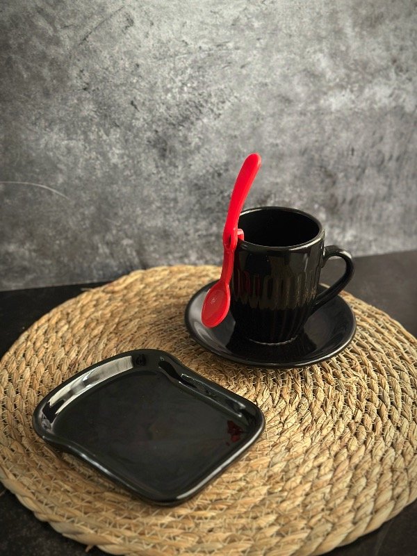 Producto - Set Café Minimalista Negro - Juego de Café y Band. tostada