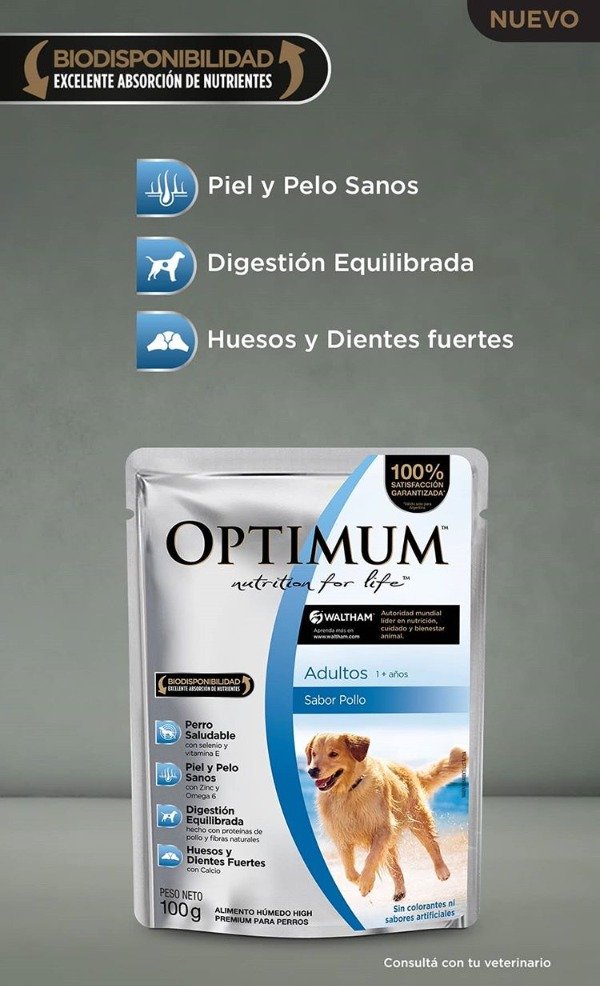 Producto - OPTIMUM POUCH Perros Adultos Medianos y Grandes x 100 gr.