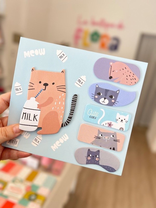 Producto - Notitas adhesivas gatito celeste
