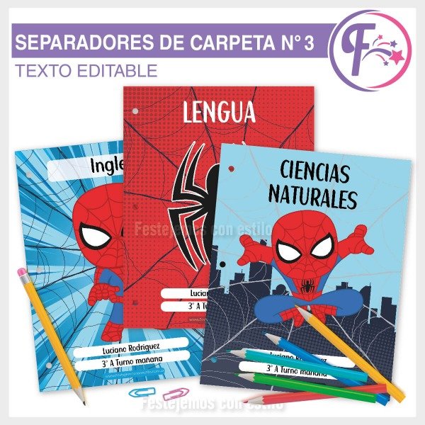 Producto - Spiderman Kit Escolar Separadores Imprimibles