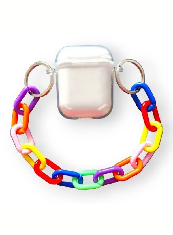 Producto - FUNDA TRANSPARENTE CON CADENA MULTICOLOR PARA AIRPODS 1 Y 2 / RÉPLICAS I9, I12