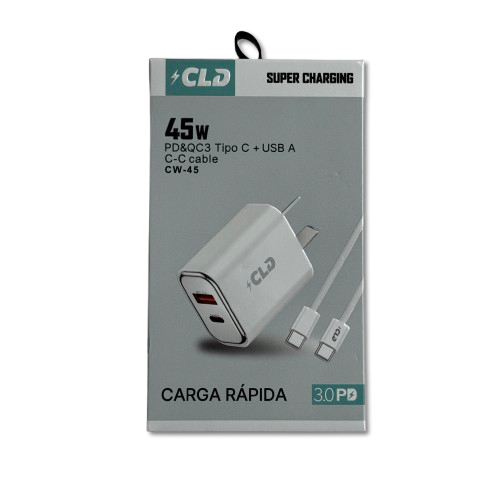 Producto - CARGADOR COMPLETO DUAL 45W CON CABLE MAYADO C-C