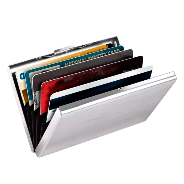 Producto - Tarjetero Anti-Robo NFC/RFID -Acero Inoxidable -6 tarjetas -grey -Gadnic Wallet4 - 0