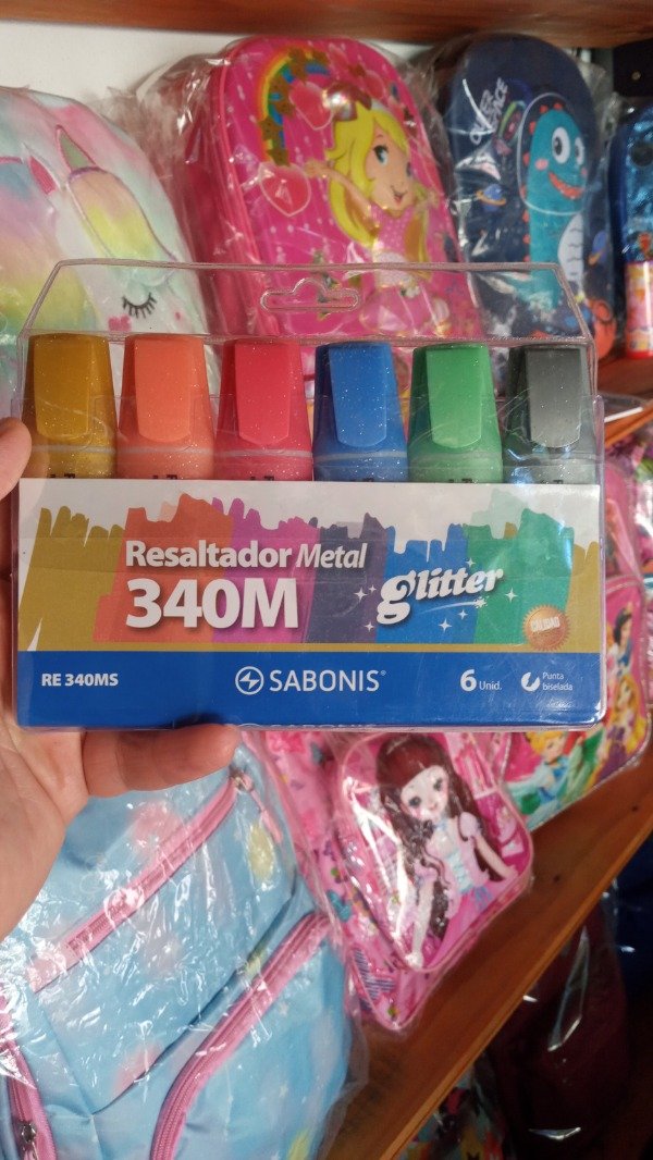 Producto - Resaltadores glitter flúor sabonis x 6