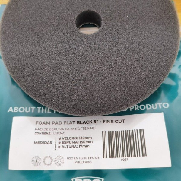 Producto - Pad Espuma Plano Negro 5  Corte Fino Pro Tools P007