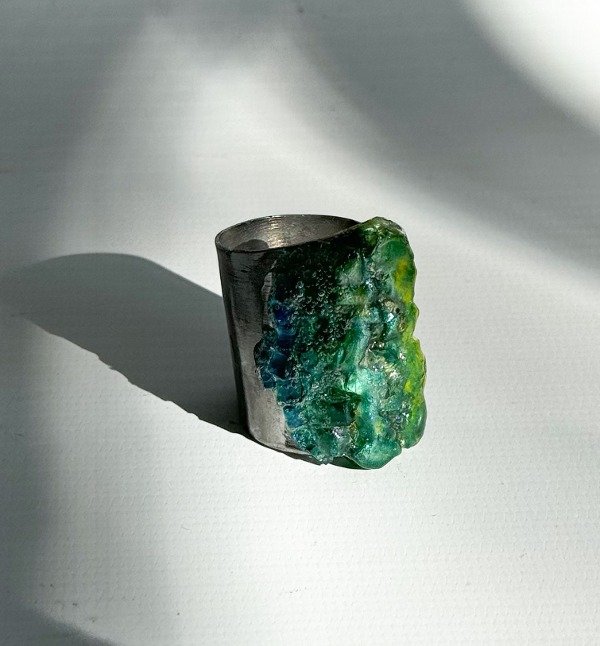 Producto - ANILLO TRENCADIS  rectángulo verde - 1