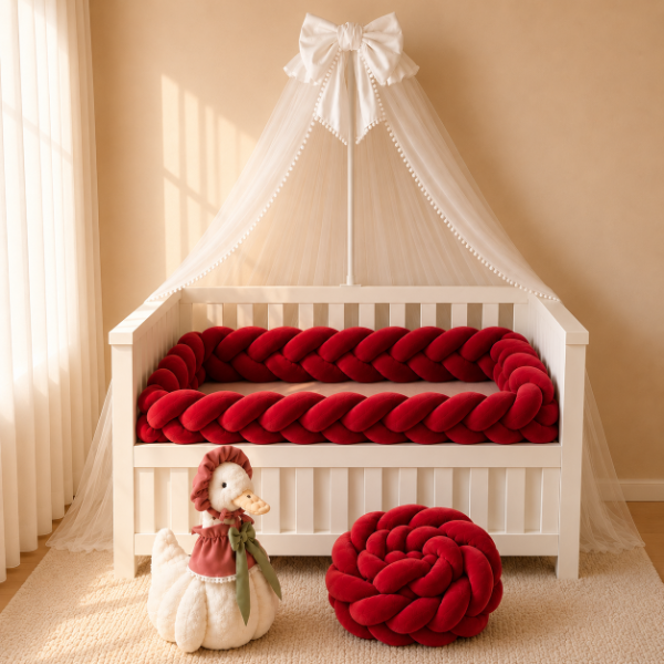 Producto - Chichonera Trenzada de Plush de 3 Cabos (Rojo)