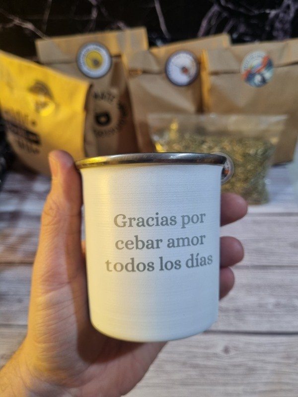 Producto - Mate vasito de acero inoxidale color blanco personalizado - 0