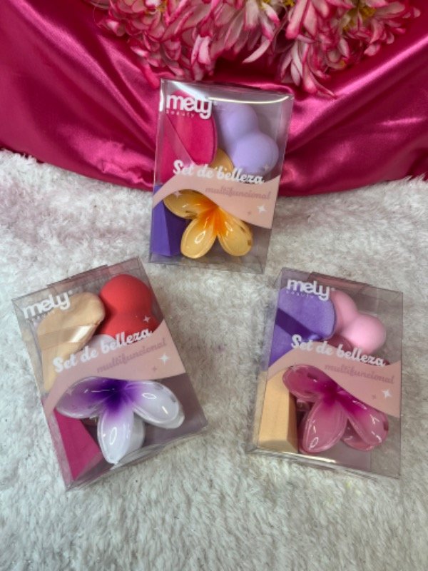 Producto - Set esponja x4 con broche flor mely