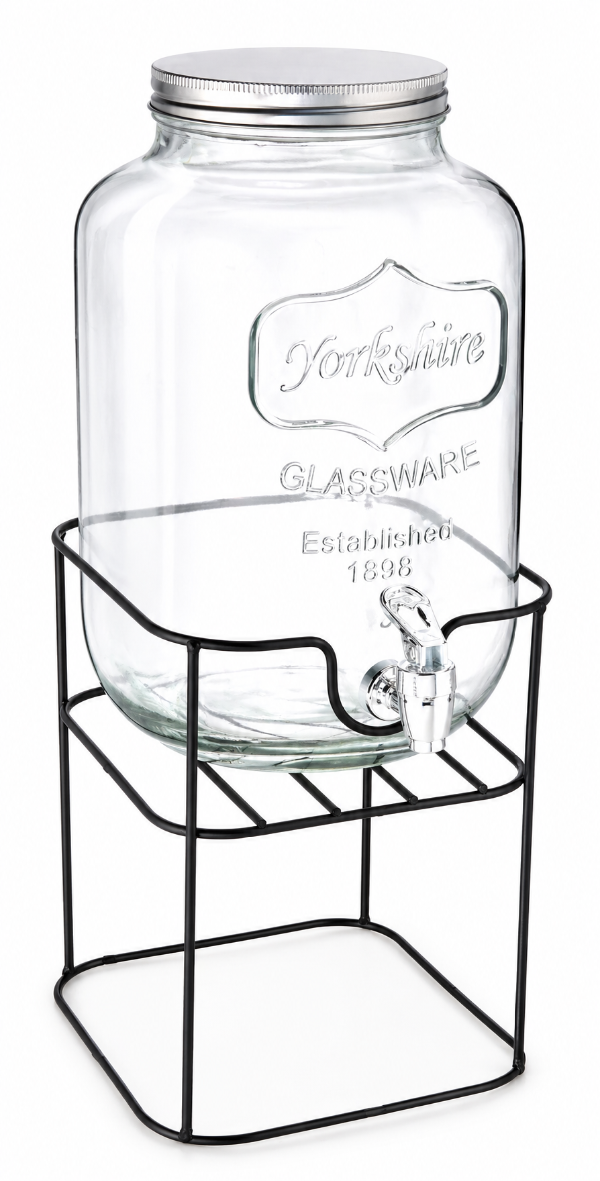 Producto - Dispenser Frasco Canilla  Vidrio 5 Litros Jugos con soporte
