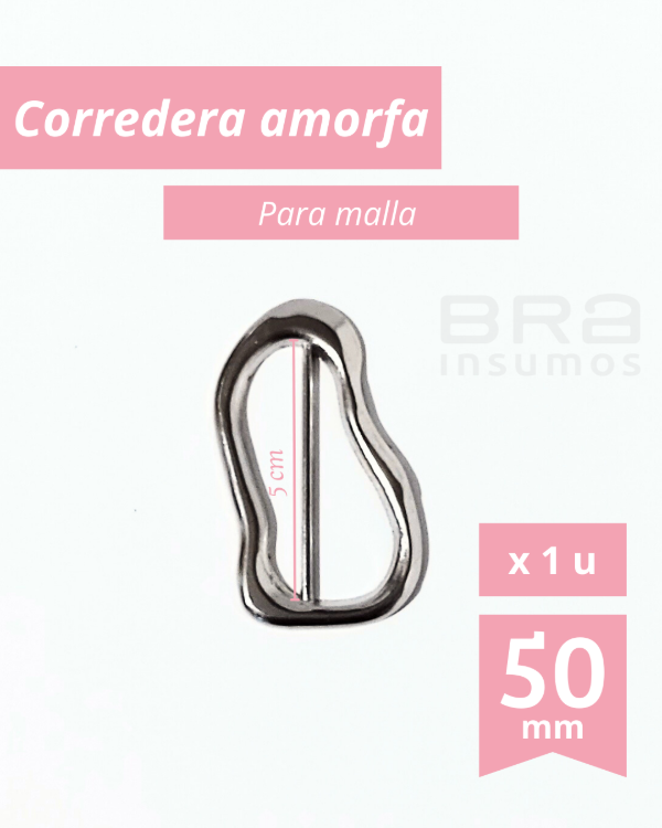 Producto - Corredera Amorfa de Zamac 50 mm para Malla (x Unidad)