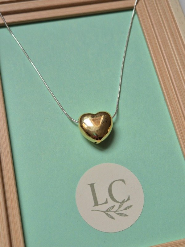 Producto - Collar simple bañado en plata dije corazon