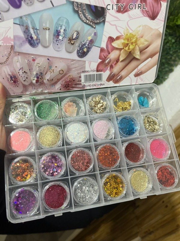 Producto - Decoracion glitter para uñas set x24