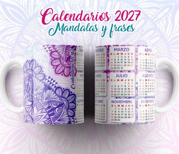 Producto - Plantillas Sublimar Tazas Calendarios 2027 Mandalas Frases Sublimacion - 12