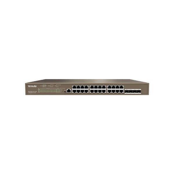 Producto - Switch 24 ports 10/100/1000 + 4 ports SFP 1000 + 1 console port -PoE -Tenda L3