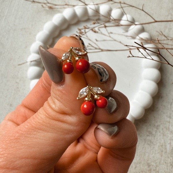 Producto - Aro pasante cerezas mini doradas