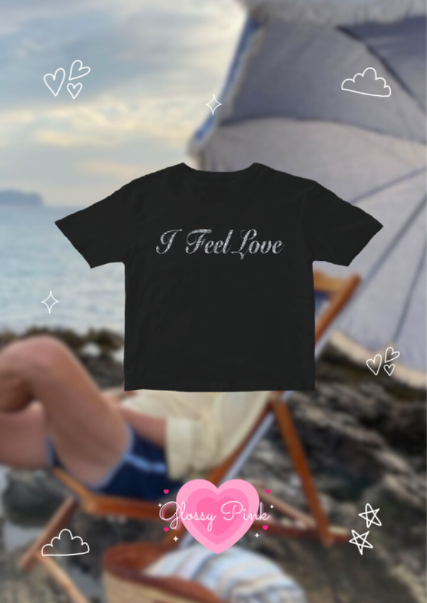 Producto - Baby Tee I Feel Love Shawn glitter plateado algodón