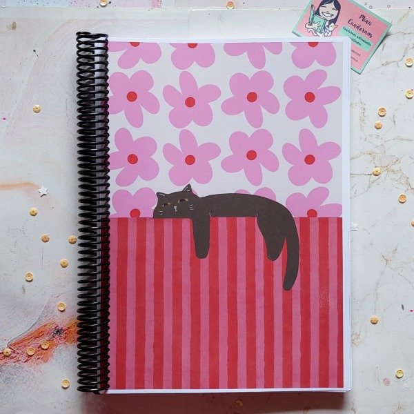 Producto - Cuaderno universitario- tapa gato rojo