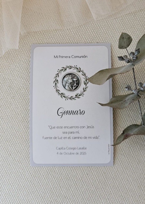 Producto - Estampita Corona y Medalla Niño Comunión