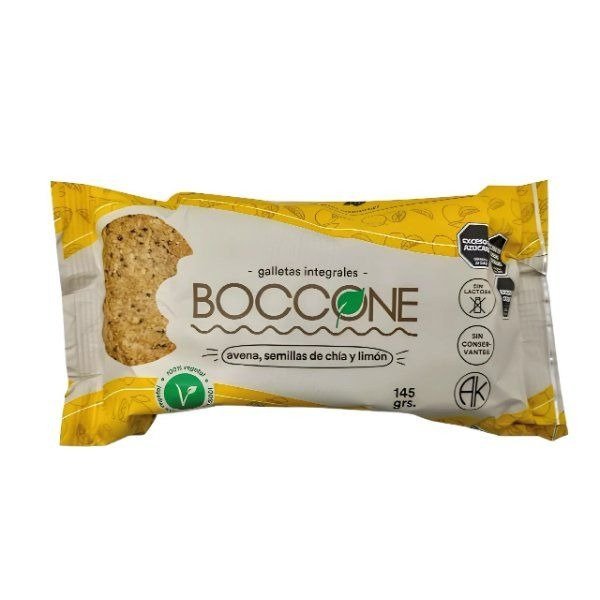 Producto - Galletitas integrales de avena, semillas de chia y limon 145grs BOCCONE