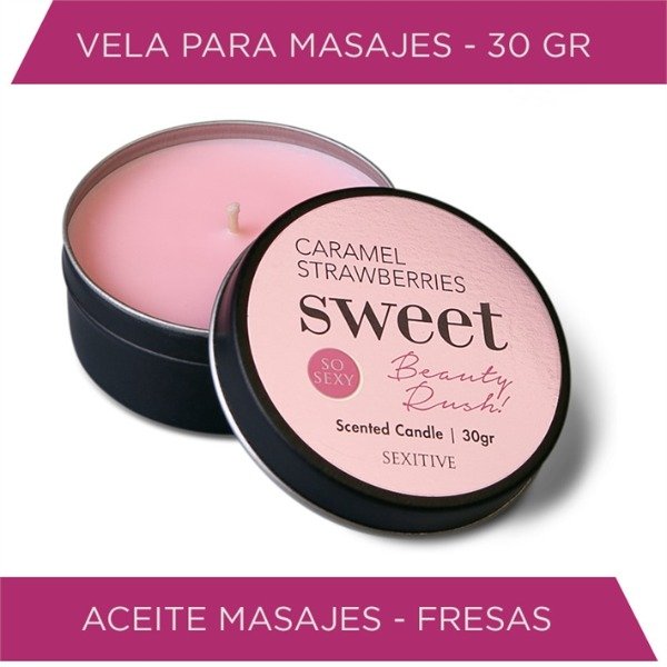 Producto - Vela para masajes caramelo de frutilla 30gr
