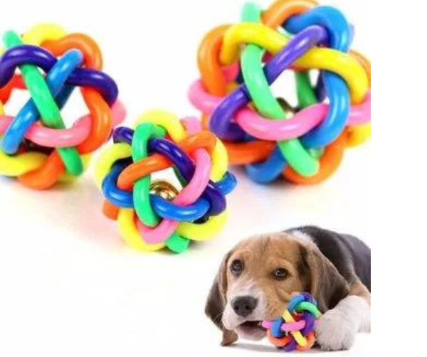 Producto - Pelota Trenzada Con Cascabel Para Perros Gatos 7 Cm - 1
