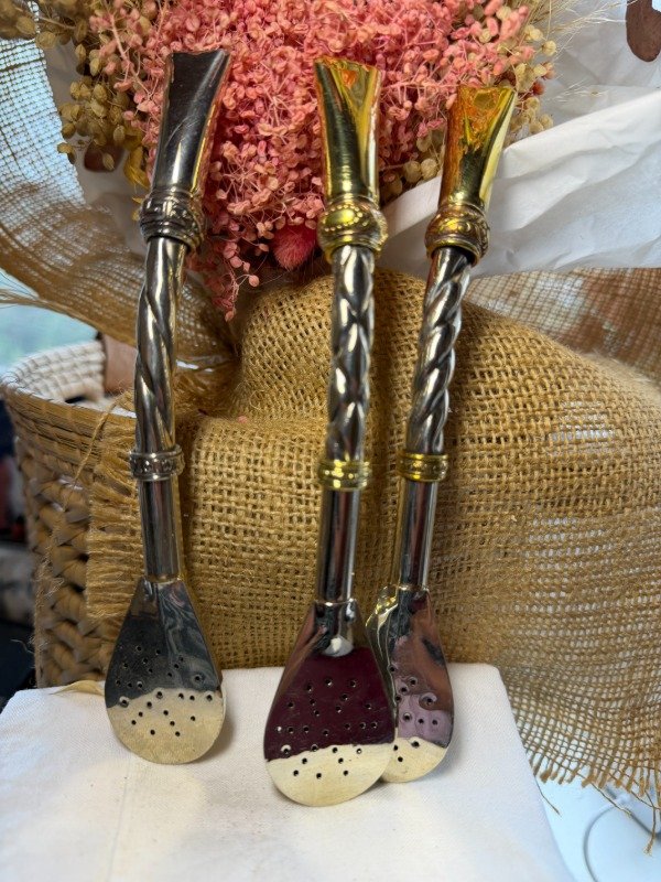 Producto - bombilla Alpaca gruesa torneada esfera rustica