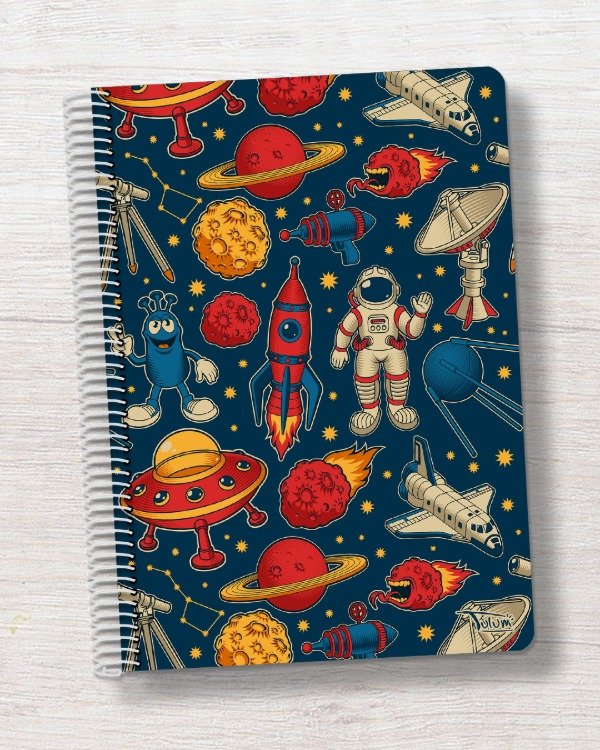 Producto - Cuaderno A4 tapa rígida plástica 100h dis. espacial