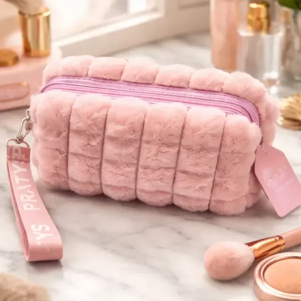 Producto - PORTA COSMÉTICO DE PELUCHE RECTANGULAR CON CORREA - 0