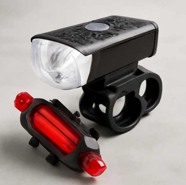Producto - Kit de Luces para Bici Usb Led Delantera Negra + Trasera Color Roja Recargable