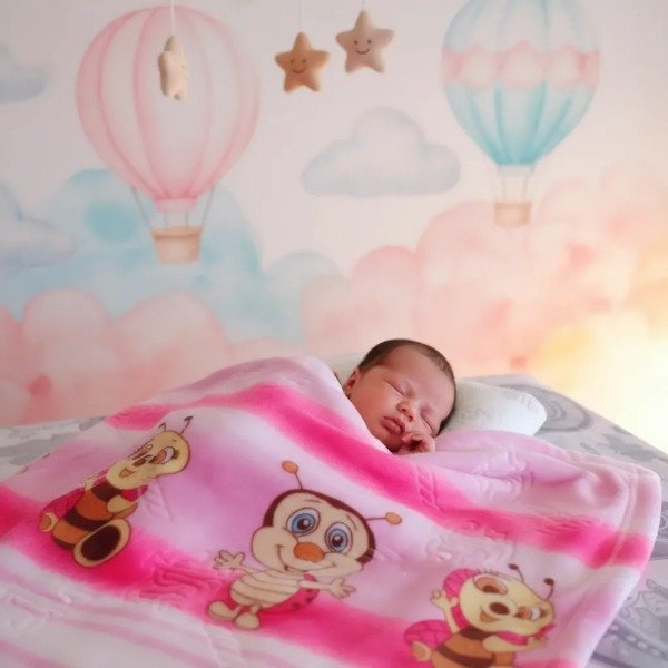 Producto - Manta Frazada de Plush para Cuna Bebé "ABEJITAS"