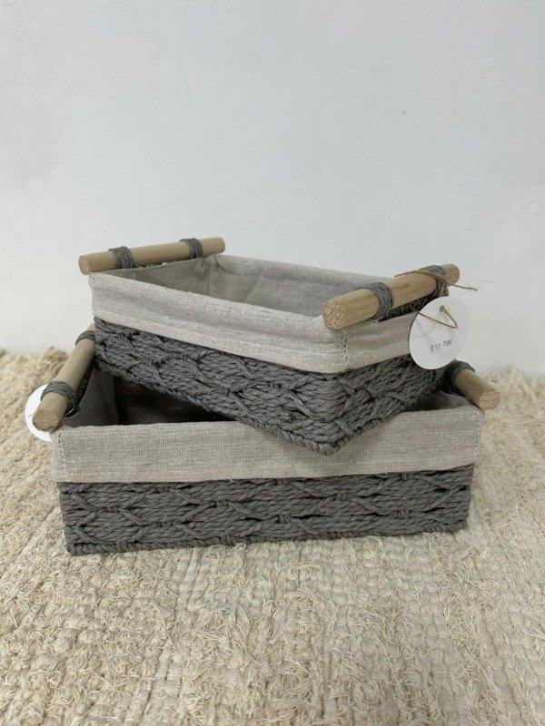 Producto - Canasto OPORTO gris rectangular c/ funda