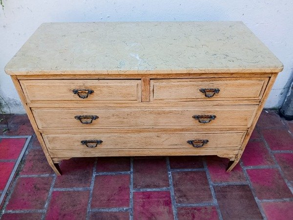 Producto - Cómoda Cajonera de Madera de Roble maciza con Tapa de Mármol