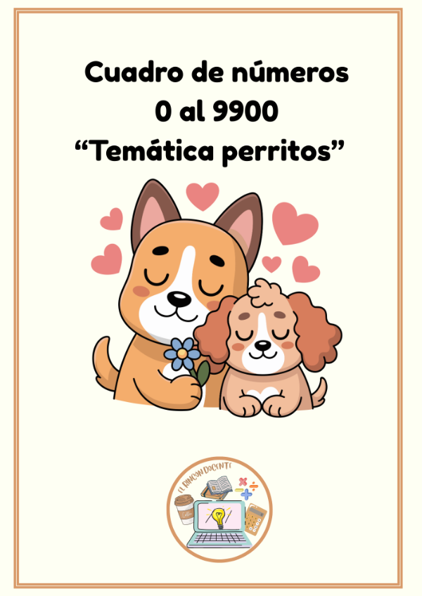Producto - Cuadro de números del 0 al 9900 "Perritos"
