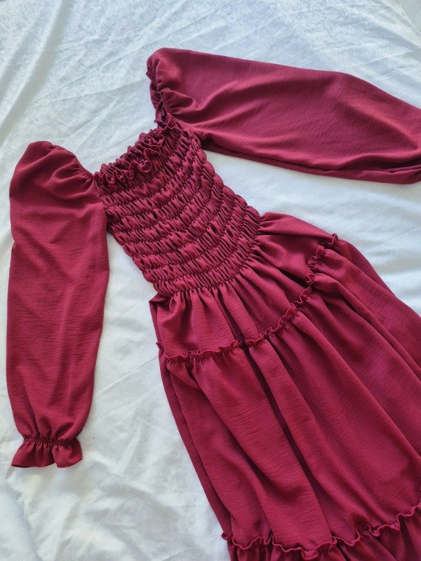 Producto - Vestido Bordó Volados
