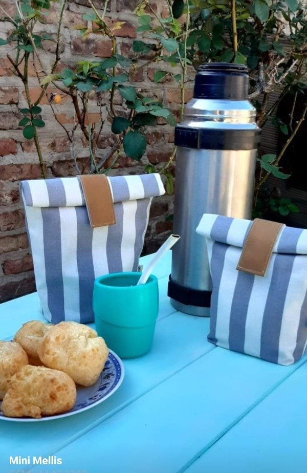 Producto - Yerbera rayas gris y blanco