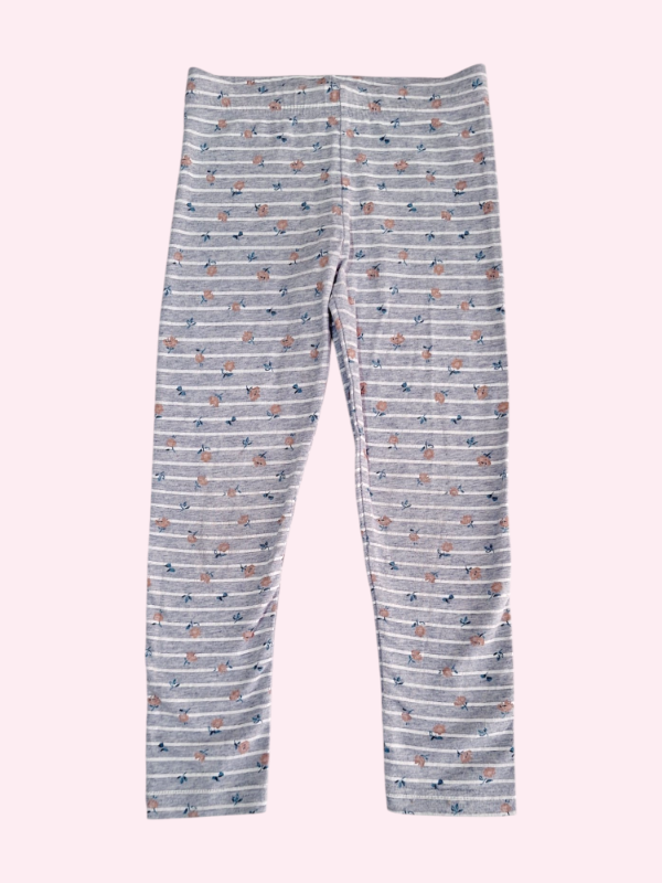 Producto - Calza color gris con rayas blancas y flores Carters 5 años