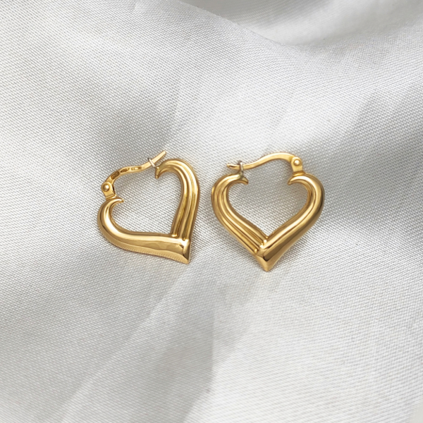 Producto - Aros argolla Corazón inflado Oro 18kt Italiano - 3