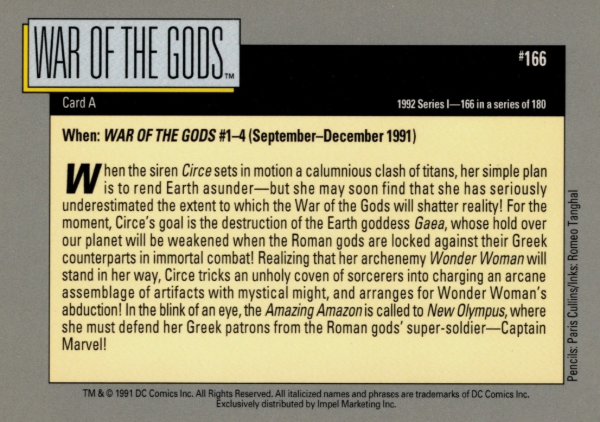 Producto - 1992 Impel DC Comics Cosmic #166 - War of the Gods - 1