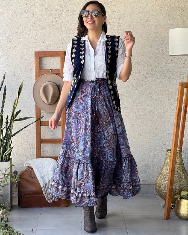 Producto - Falda Boho Azul M a XL