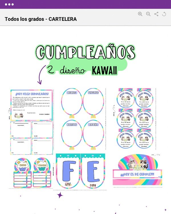 Producto - CARTELERA DE CUMPLES - DISEÑO KAWAII